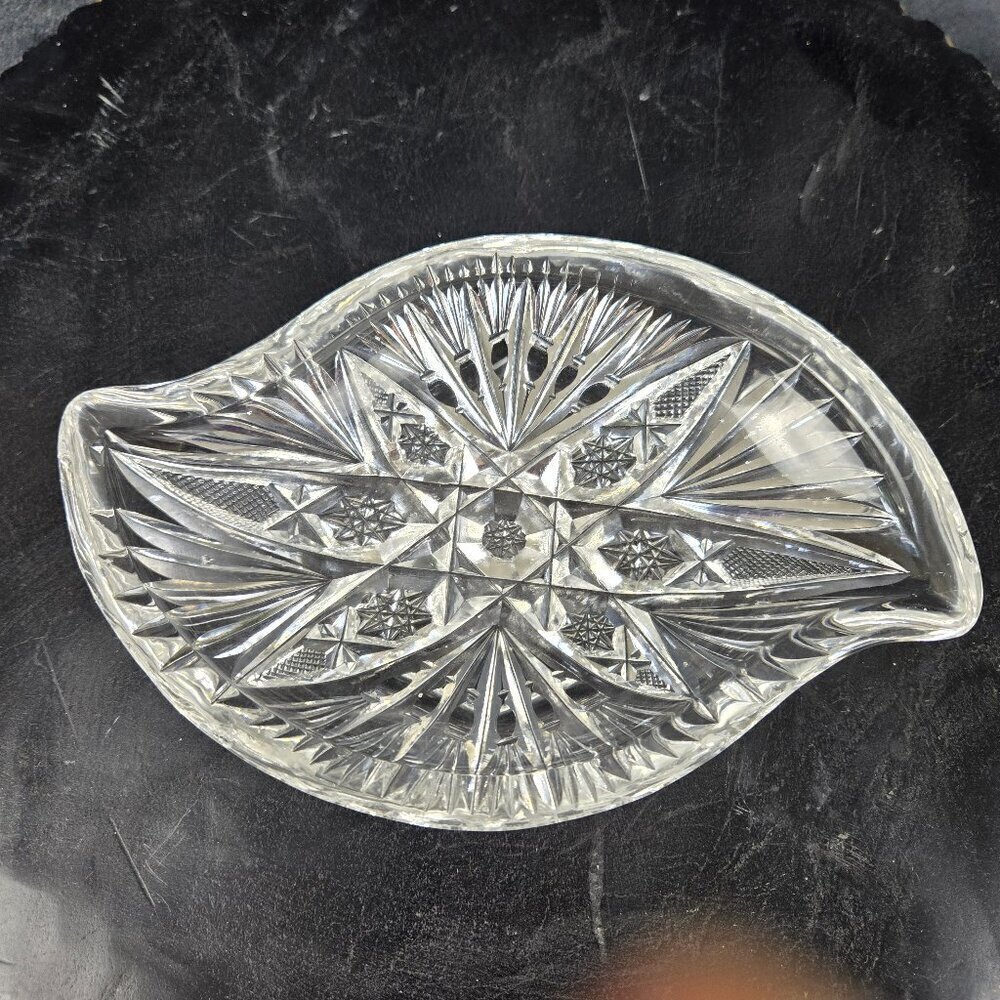 Clear Cut Glass Crystal Candy Dish/Trinket Dish Vintage Collectible